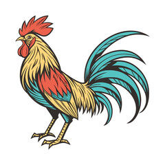 Colorful rooster illustration with vector style