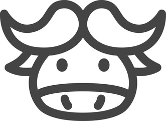 線画動物の単品アイコン　バッファロー