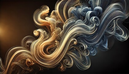 A dynamic abstract image of swirling, wispy smoke tendrils in various shades of gold, white, and dark amber