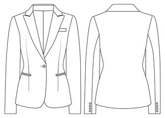 women slim fit tuxedo blazer, Basic One Button vector  illustration  design 