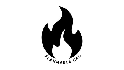 Flammable gas sign, Black isolated silhouette