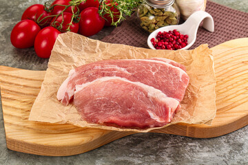 Raw pork steak for cooking