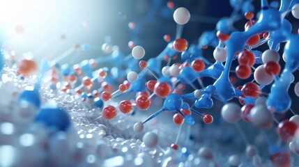 Abstract enzyme and protein interaction showing molecular reaction process