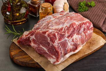 Raw pork neck meat for cooking