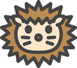 カラー動物の単品アイコン　ハリネズミ
