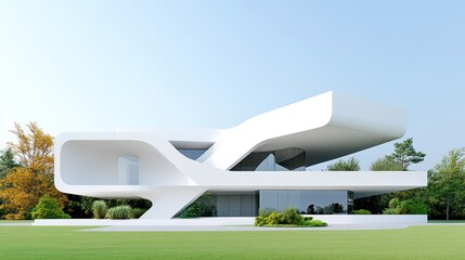 Modern architectural design featuring a sleek, futuristic structure.