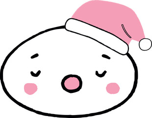 Japanese kawaii faces in New Year's hats.