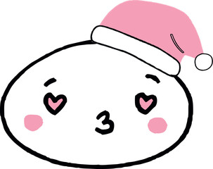 Japanese kawaii faces in New Year's hats.