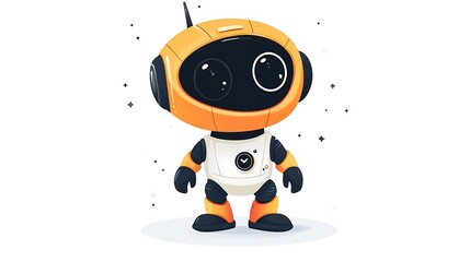 Cute robot character digital art playful environment cartoon style