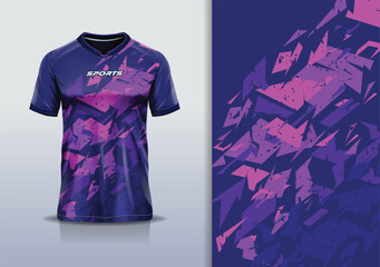 Sport jersey template sharp line mockup texture grunge rustic abstract vector design for football soccer, racing, running, e sports, pink purple color  © Nimpuna O