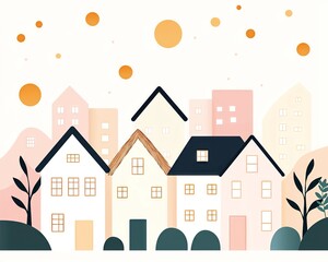 Fototapeta premium Colorful illustration of urban houses.