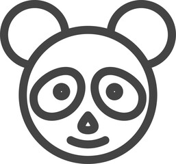 線画動物の単品アイコン　パンダ