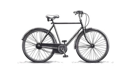 Fototapeta premium Illustration of a vintage urban cycling adventure in black and white