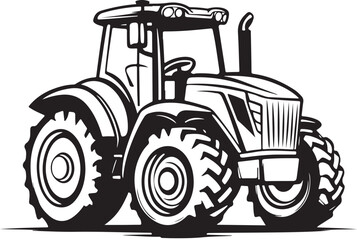 Farm Tractor Line Art Vector Illustration Graphic