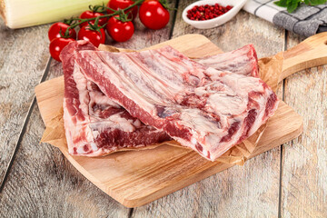 Raw pork ribs for cooking