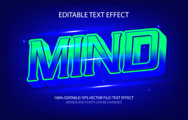 Mind editable text effect, 3D editable text template.	
