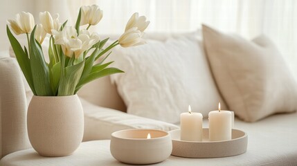 Creating a Cozy Ambiance Luxury Interior Setting in Soft Candlelight Elegant Living Room Interior Design Warm Atmosphere Intimate Concept