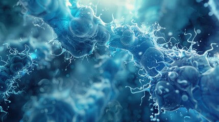 Abstract enzyme and protein interaction showing molecular reaction process