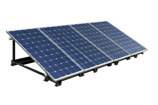 A solar panel with three panels on top of each other. on transparent background.