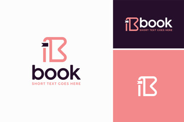 letter b bookmark page book or e-book library logo