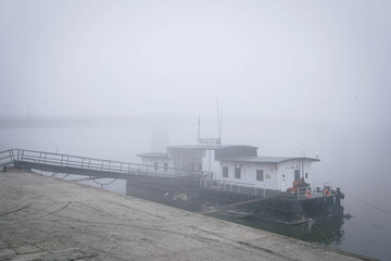 Foggy morning on the coast of Danube Novi Sad Serbia