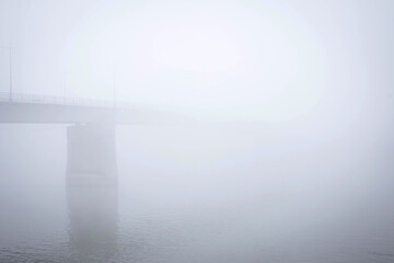 Foggy morning on the coast of Danube Novi Sad Serbia