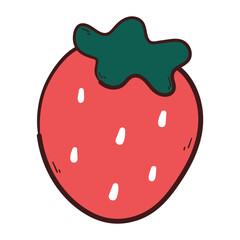 hand drawing cartoon strawberry. cute fruit doodle for icon or sticker