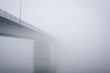 Foggy morning on the coast of Danube Novi Sad Serbia