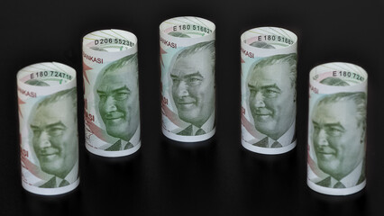 Images of banknotes of various countries. turkish lira photos.