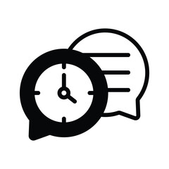 Speech bubble with a clock indicating scheduled chats