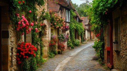 Fototapeta premium Gerberoy, village de l'Oise, Hauts-de-France. Incredibly beautiful and romantic France.