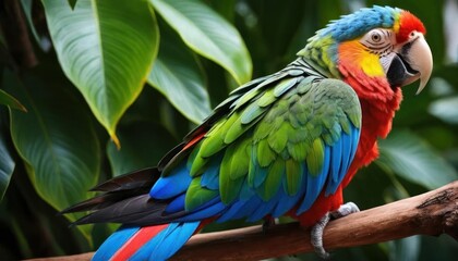 Vibrant Macaw in Lush Tropical Foliage