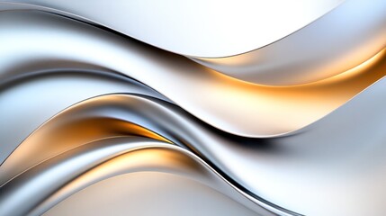 Fototapeta premium Smooth, flowing metallic waves with warm highlights.