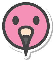 ステッカー風動物の単品アイコン　フラミンゴ