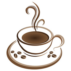 Steaming Coffee Cup Icon. Cup Of Tea Hot Drink Symbol. Coffee Shop Icon. Flat Style Vector Illustration. Outline Symbol For Web Design Or Food App. Coffee cup.