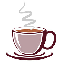 Steaming Coffee Cup Icon. Cup Of Tea Hot Drink Symbol. Coffee Shop Icon. Flat Style Vector Illustration. Outline Symbol For Web Design Or Food App. Coffee cup.