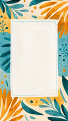 Abstract Watercolor Border with Paper Texture and Tropical Lagoon Palette
