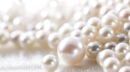 White pearl necklace with sparkling clasp