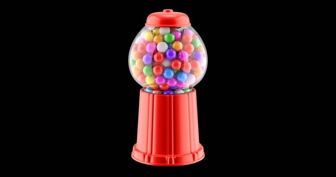 Rotation of gumball machine - 3D animation seamlessly loopable isolated on transparent background
