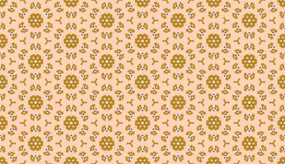 Vintage-Inspired Golden Floral Geometric Seamless Pattern.
