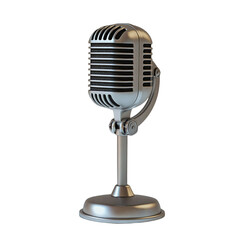 a silver vintage microphone on a transparent background, PNG image, PNG file, Generative art.