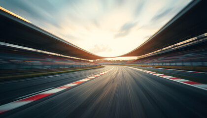 Motion blurred race track, Dreamy. isolated with white highlights