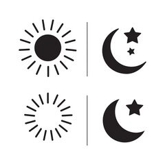 Modern Sun and Moon Line Art Icons for Branding,Day and Night Celestial Icon Pack for Designers