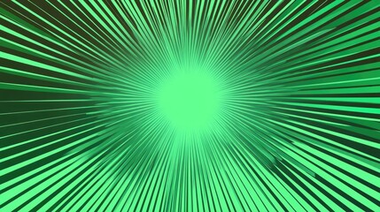 Green comic background. Art pop cartoon light backdrop. Halftone effect pattern. Fun anime texture. Starburst manga style bg. Mark popart radial gradient. Bright abstract color. Vector illustration
