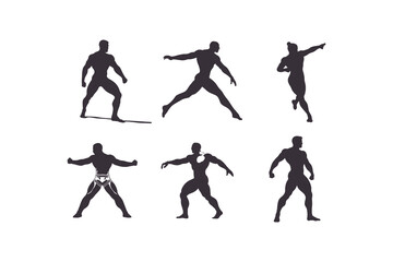 A collection of characters from basketball, weightlifting, soccer, badminton and base ball athletes. Design elements with a sports concept, celebrating national sports day. Sports athlete silhouette