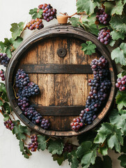 Drewniana beczka na wino lub piwo, na białym izolowanym tle, generative ai 