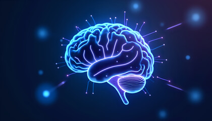 illustration of a human brain on a blue background