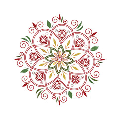 Circle pattern in the form of mandala for Henna, Mehndi, tattoos, decorative ornaments in ethnic oriental style