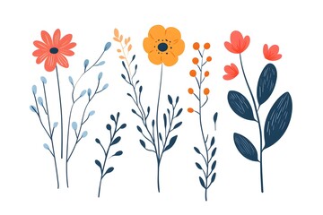 leaves on white background. minimal flat design	
