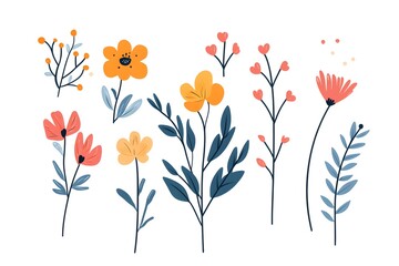 leaves on white background. minimal flat design	
